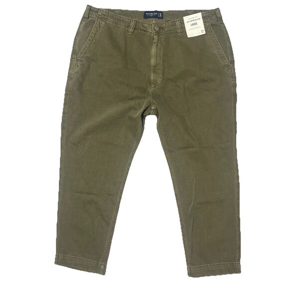 Abercrombie & Fitch Sz. 40 X 30 Loose Fit Lightweight Jean Olive Green NWT - Picture 1 of 7